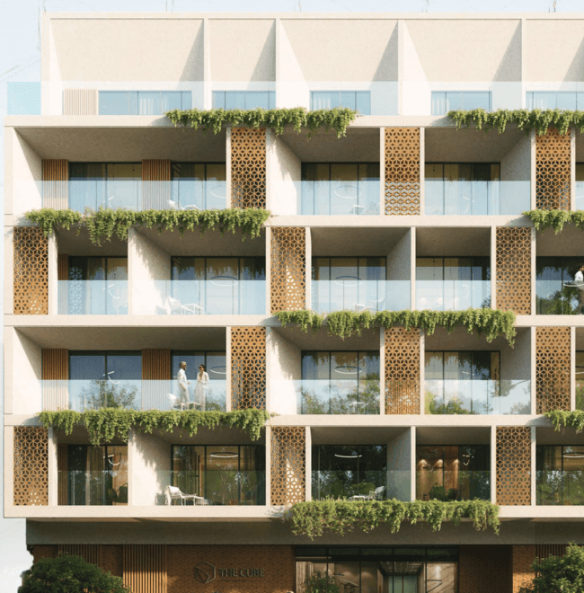 The Cube Residences by AMWAJ Development, image 2 of 13. Render supplied by developer.