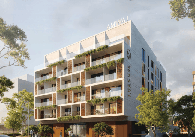 The Cube Residences by AMWAJ Development, image 3 of 13. Render supplied by developer.