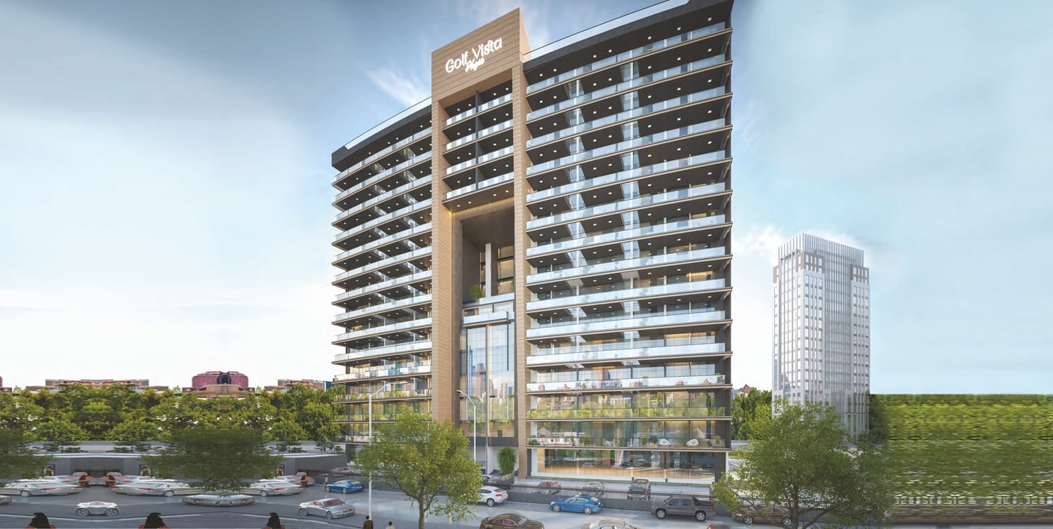Golf Vista Heights by London Gate Real Estate Development, Dubai Sports City. Render supplied by developer.