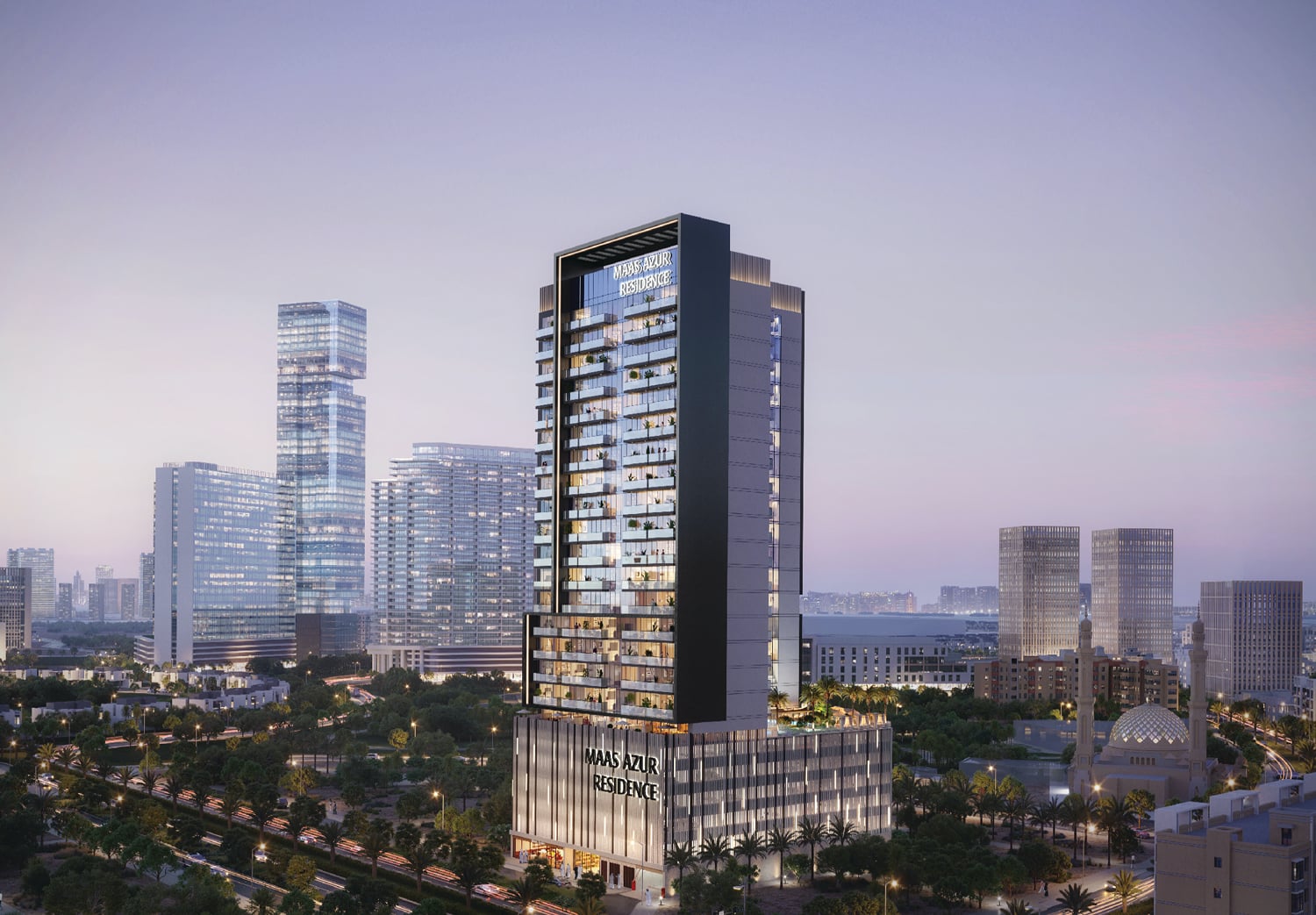 Maas Azur Residence, JVC (Jumeirah Village Circle). Render supplied by developer.