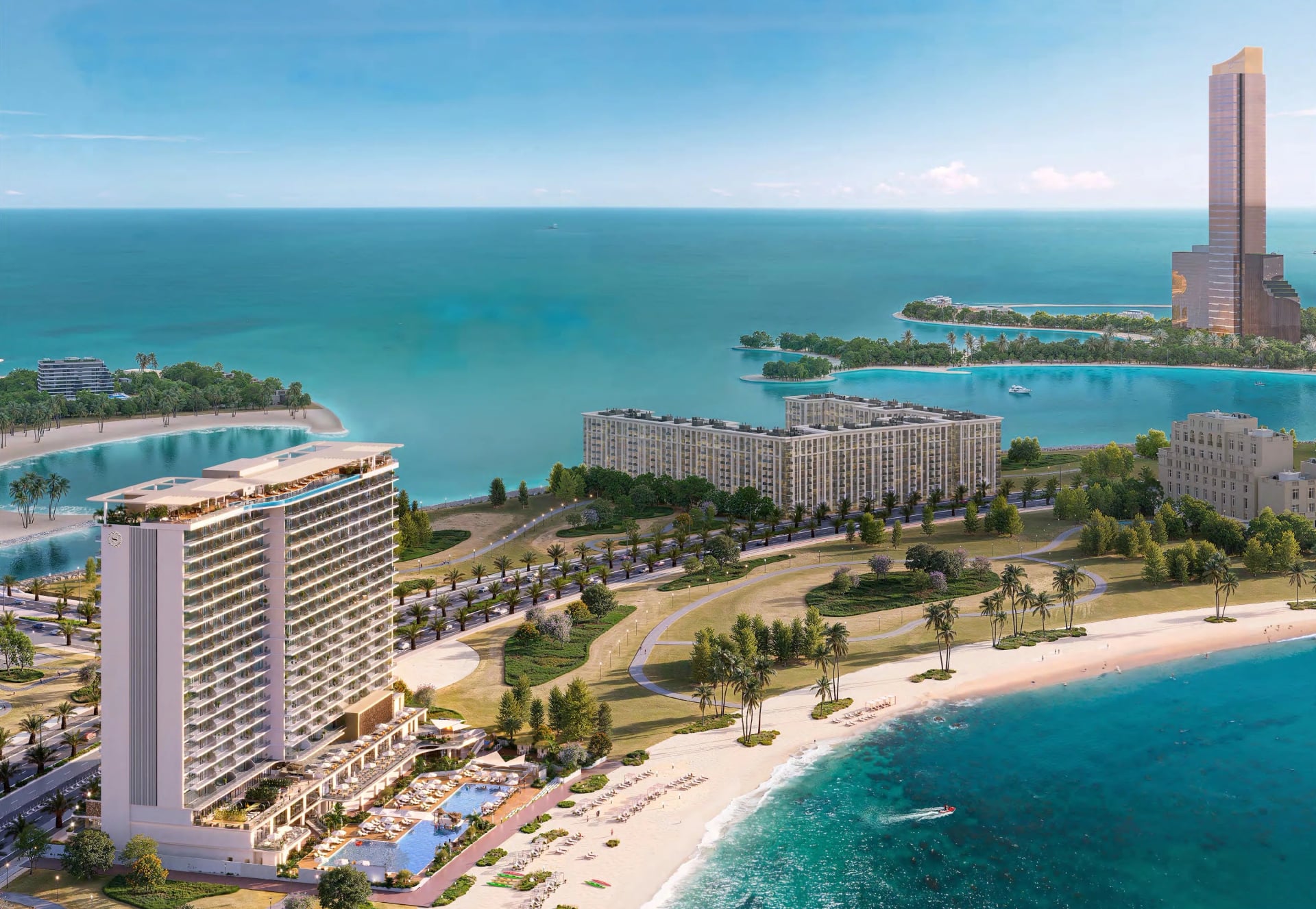 The Residences at Sheraton Al Marjan Island Resort by ATARA Development, image 5 of 17. Render supplied by developer.