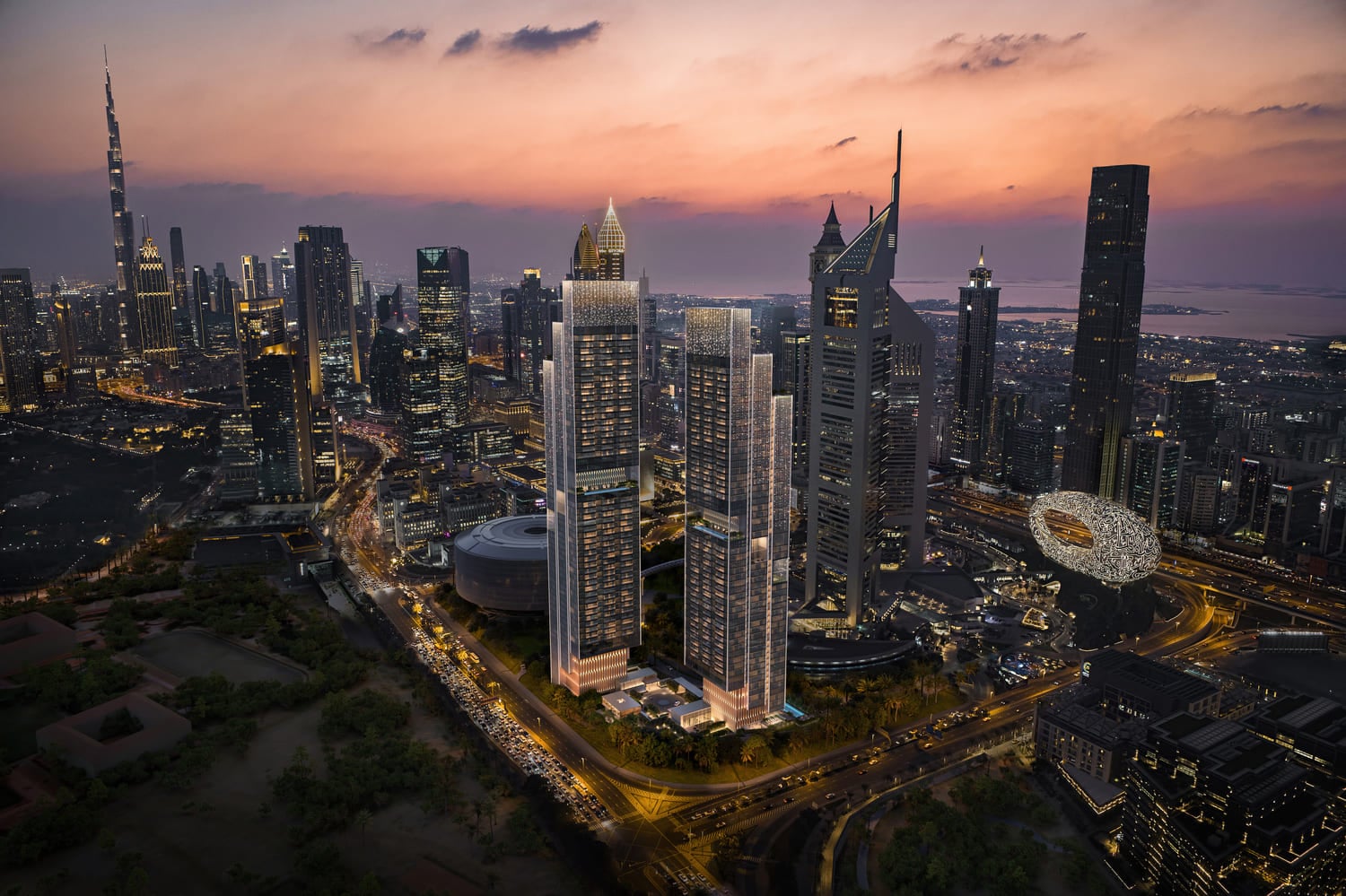 Jumeirah Residences Emirates Towers by Meraas, image 1 of 27. Render supplied by developer.