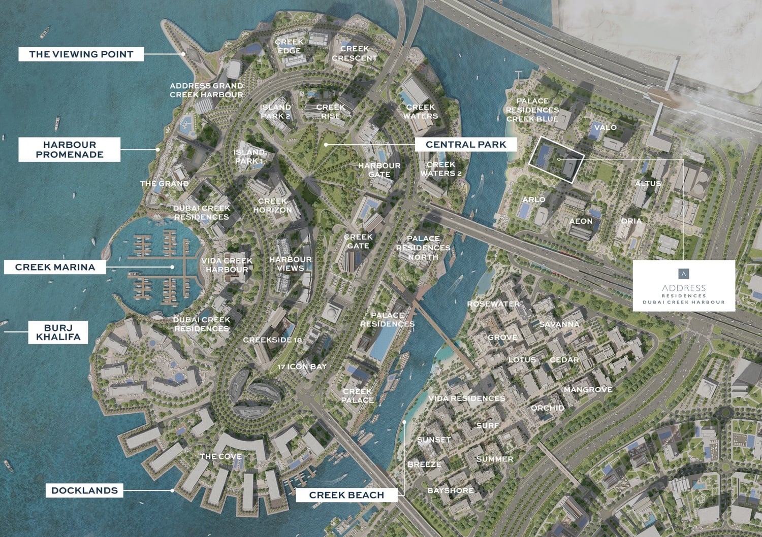 Address Residences Dubai Creek Harbour by Emaar, image 5 of 5. Render supplied by developer.