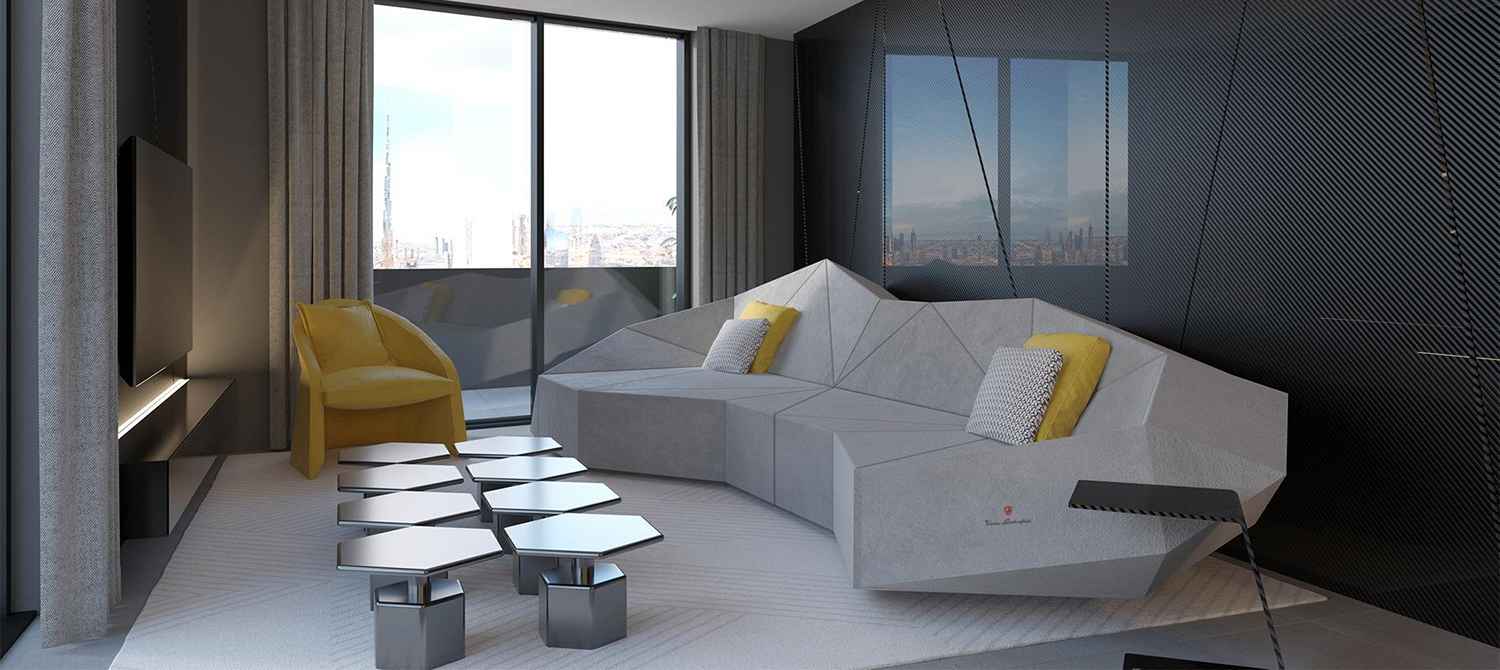 Tonino Lamborghini Residences by Gulf Land Property Developers, image 8 of 15. Render supplied by developer.