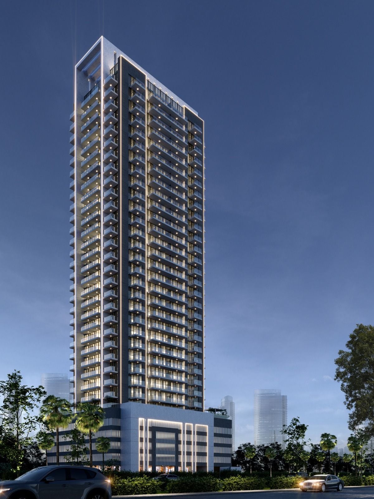 Violet Tower by Dubai Investments, JVC (Jumeirah Village Circle). Render supplied by developer.