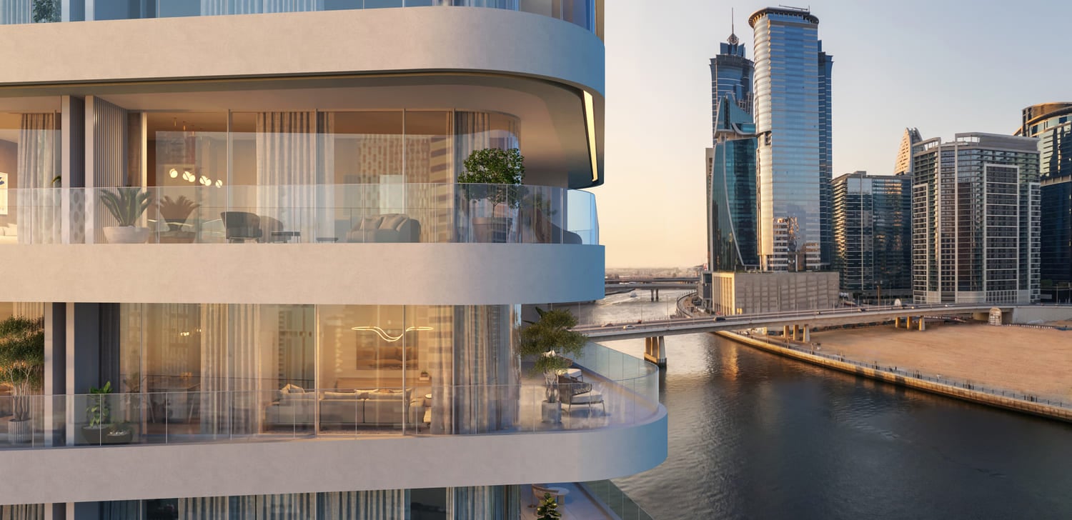 DG1 Living by Dar Global, image 1 of 10. Render supplied by developer.