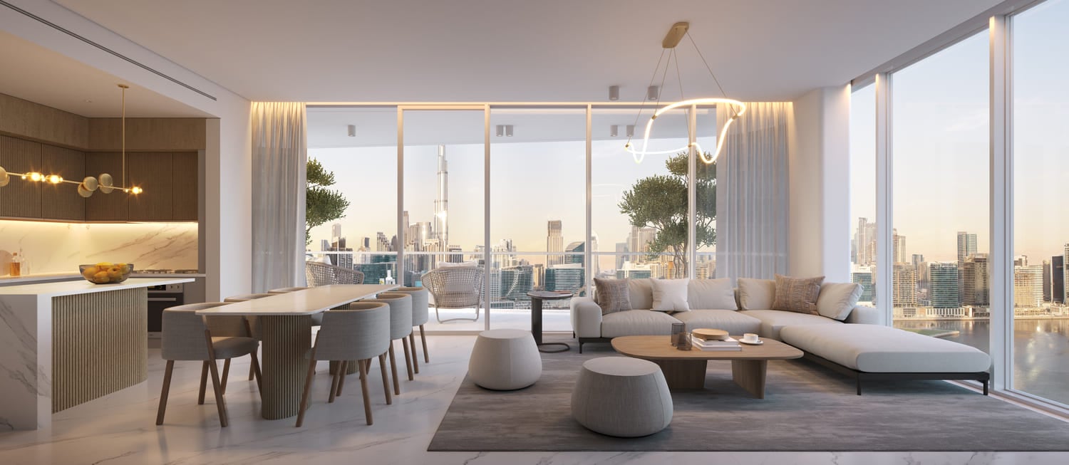 DG1 Living by Dar Global, image 9 of 10. Render supplied by developer.