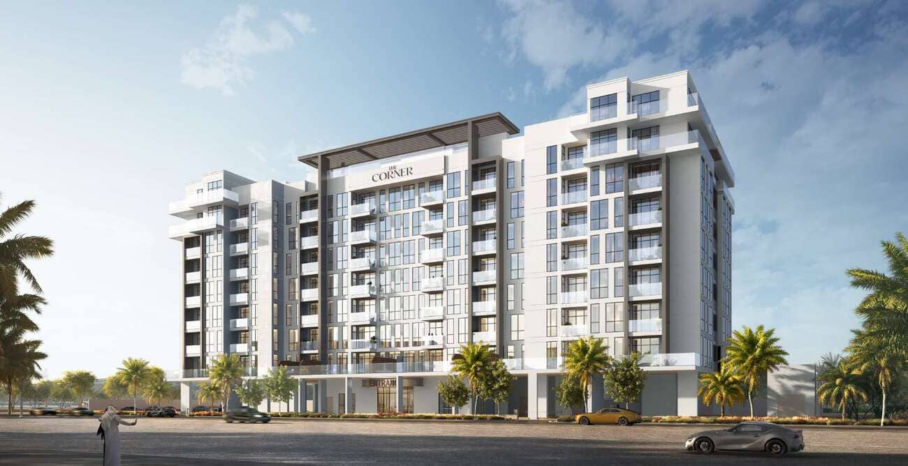 The Corner by Arabian Gulf Properties, Dubailand Residence Complex. Render supplied by developer.