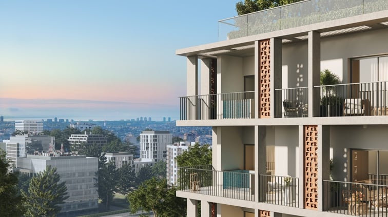 Cavendish Square by LEOS Developments, image 2 of 9. Render supplied by developer.