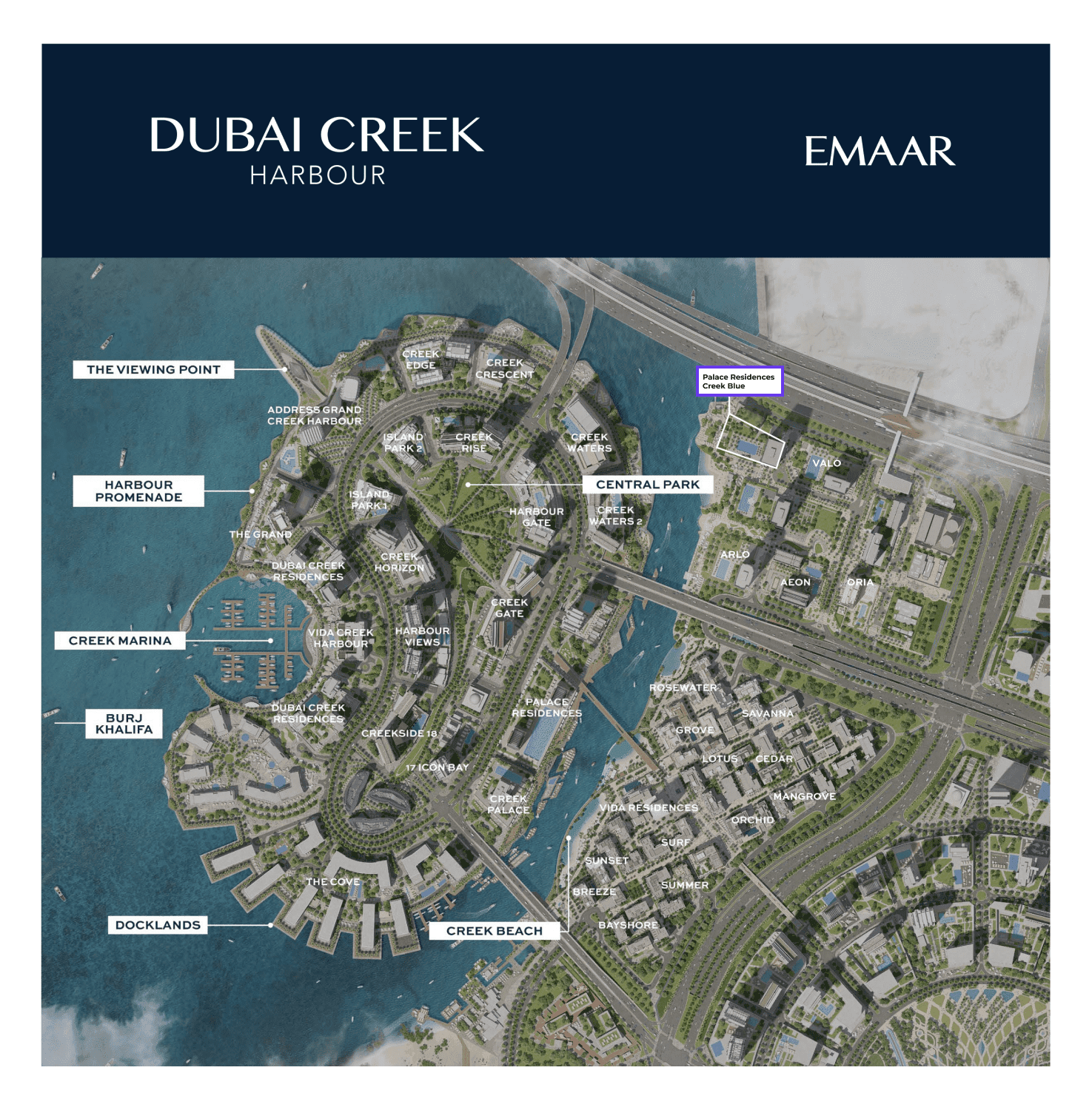 Palace Residences Creek Blue by Emaar, image 5 of 5. Render supplied by developer.