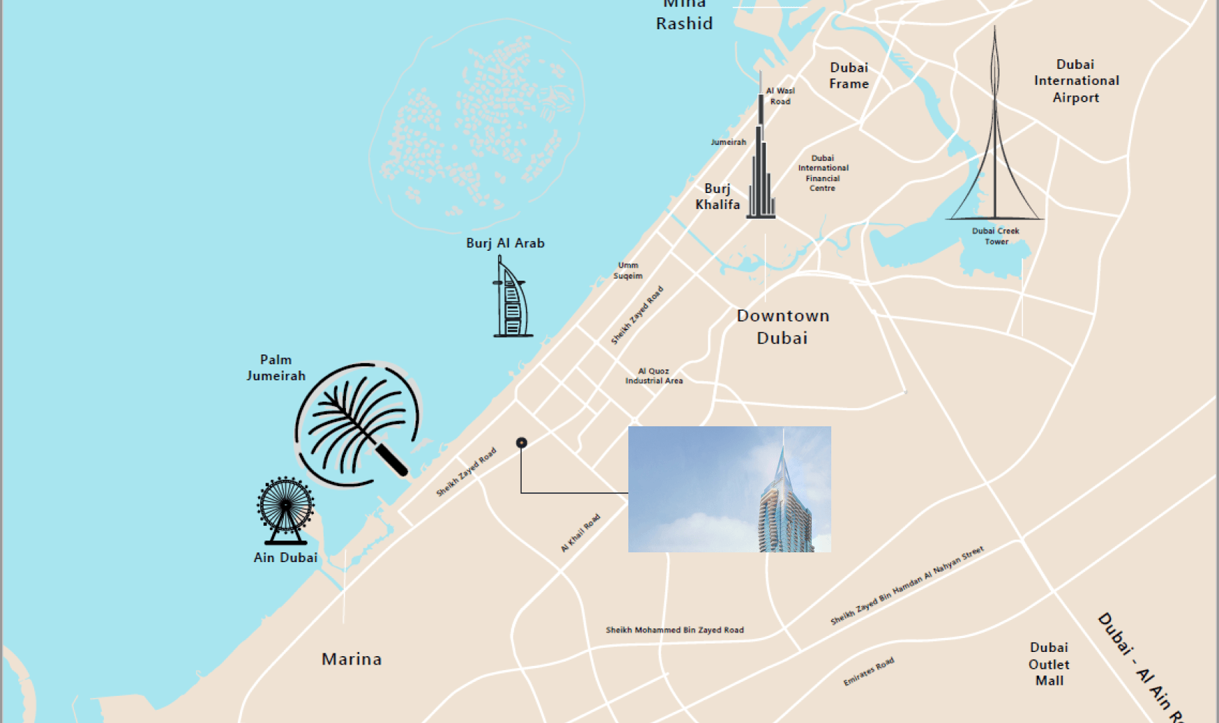Fairmont Residences Dubai Skyline by RSG Group, image 6 of 6. Render supplied by developer.
