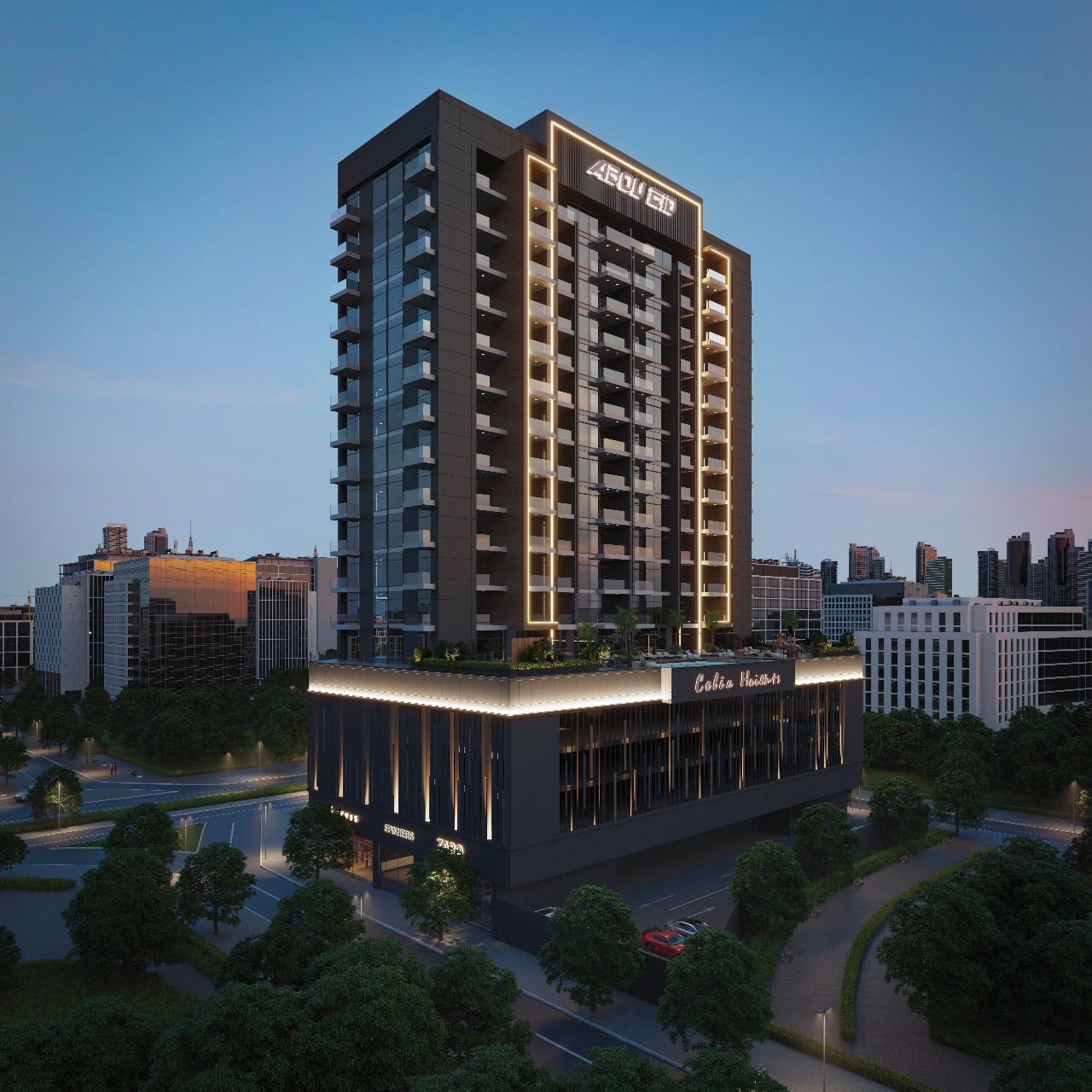Celia Heights by Abou Eid, Majan. Render supplied by developer.