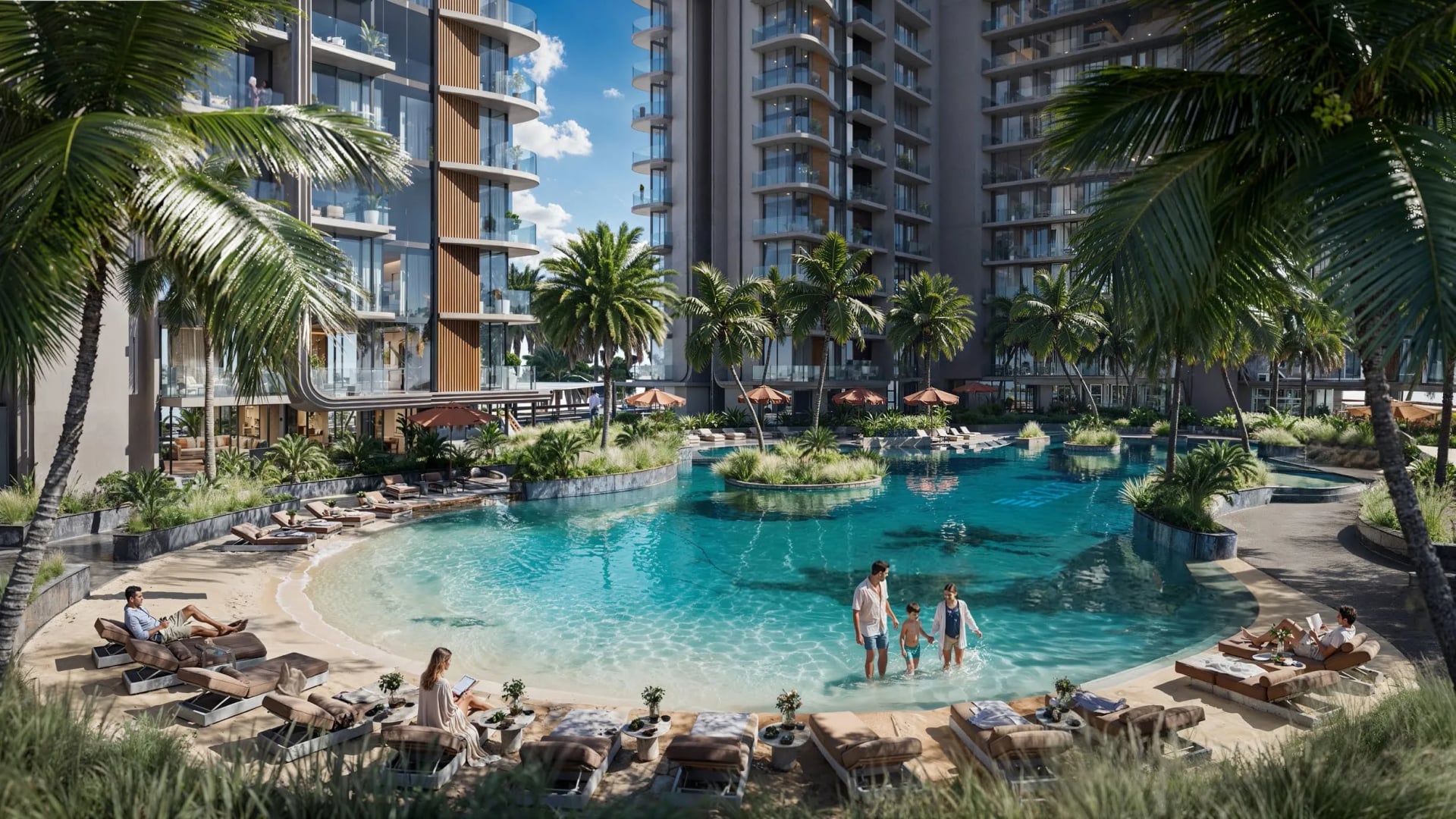 Jaddaf Beach Oasis by Azizi, image 2 of 7. Render supplied by developer.