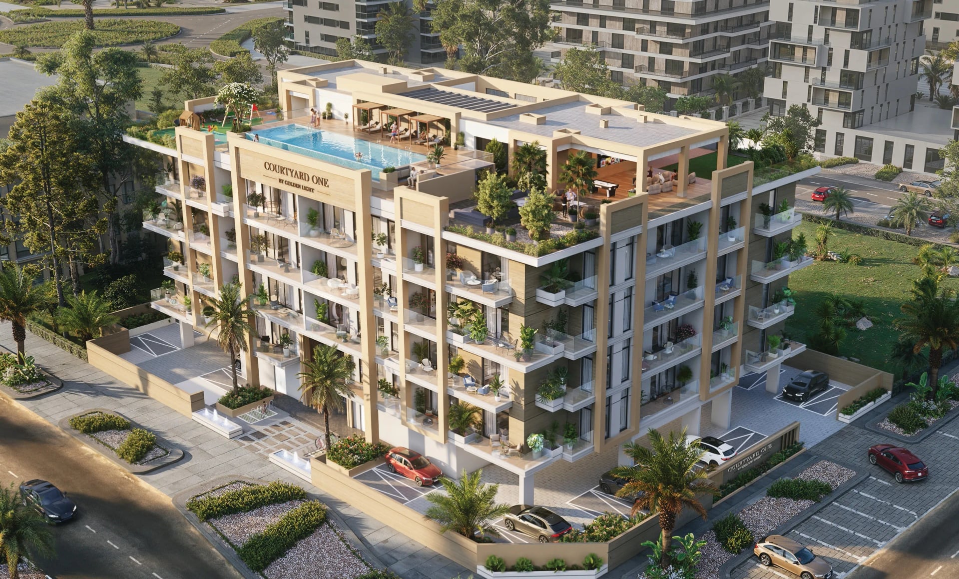 Courtyard One by Golden Light Real Estate Development, image 3 of 15. Render supplied by developer.
