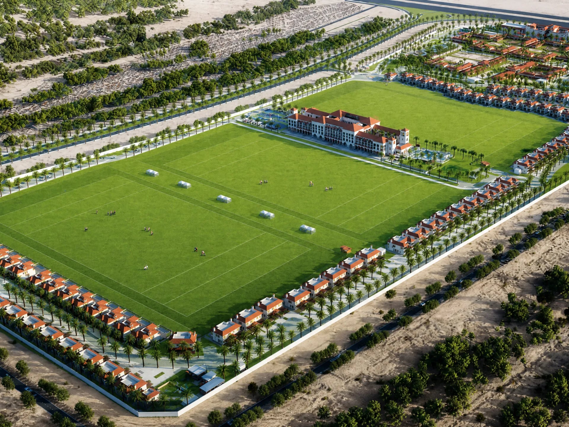 Al Habtoor Polo Resort Villas by Al Habtoor, image 5 of 10. Render supplied by developer.