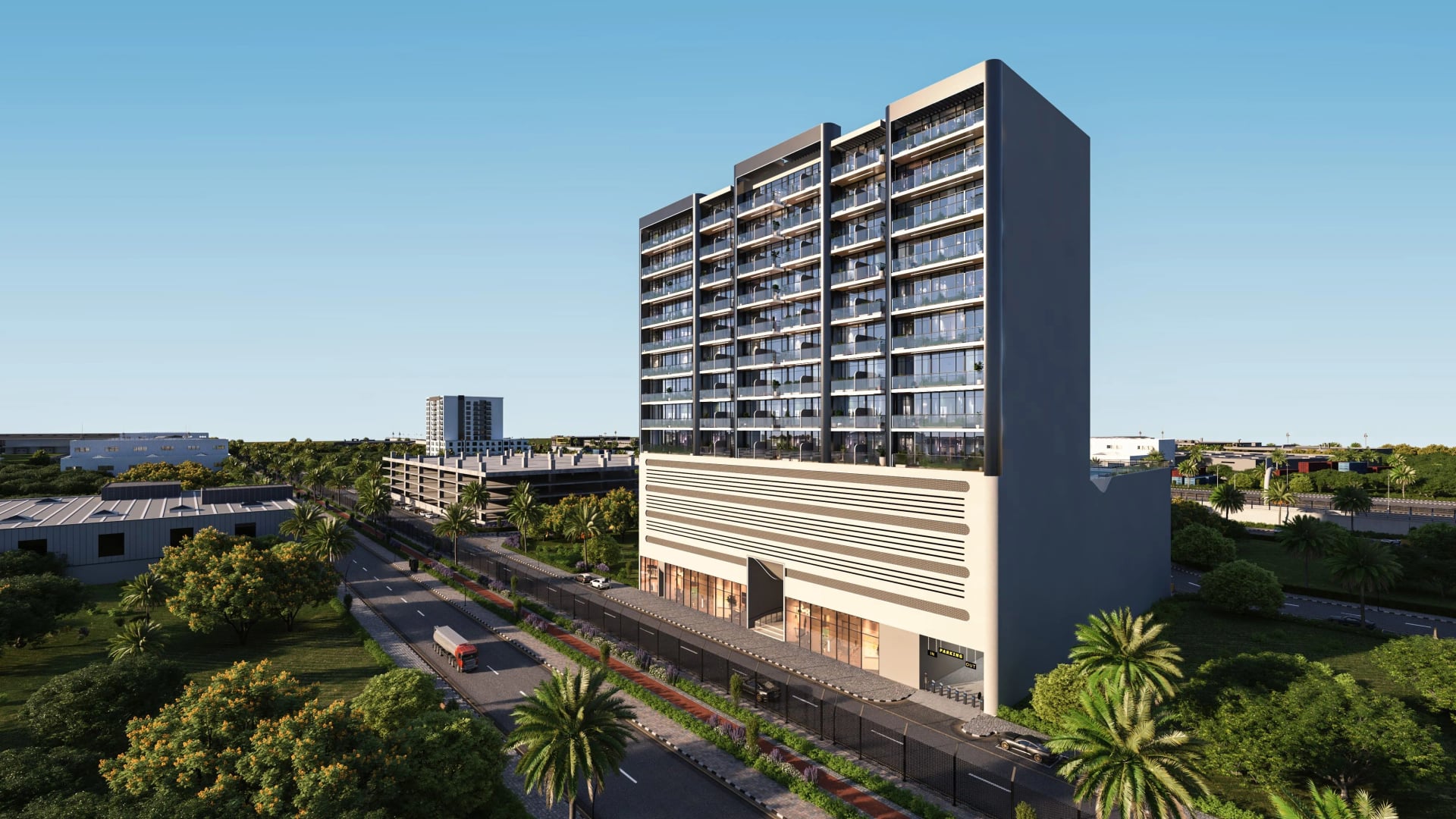Empire Downtown - Jebel Ali by Empire Developments, image 1 of 3. Render supplied by developer.
