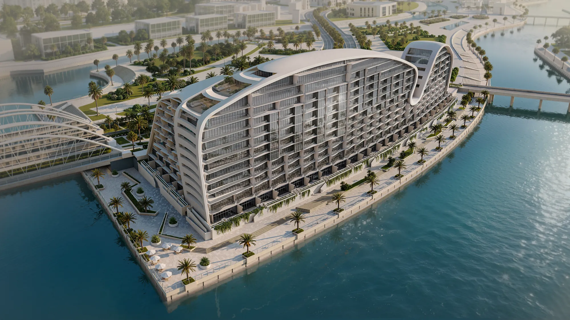 Hilton Residences Abu Dhabi Al Raha by Emirates Developments, image 1 of 14. Render supplied by developer.
