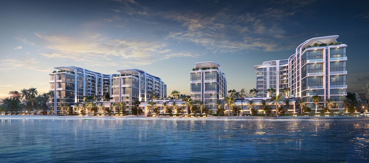 Coastline Beach Residences by Sobha, Siniya Island. Render supplied by developer.