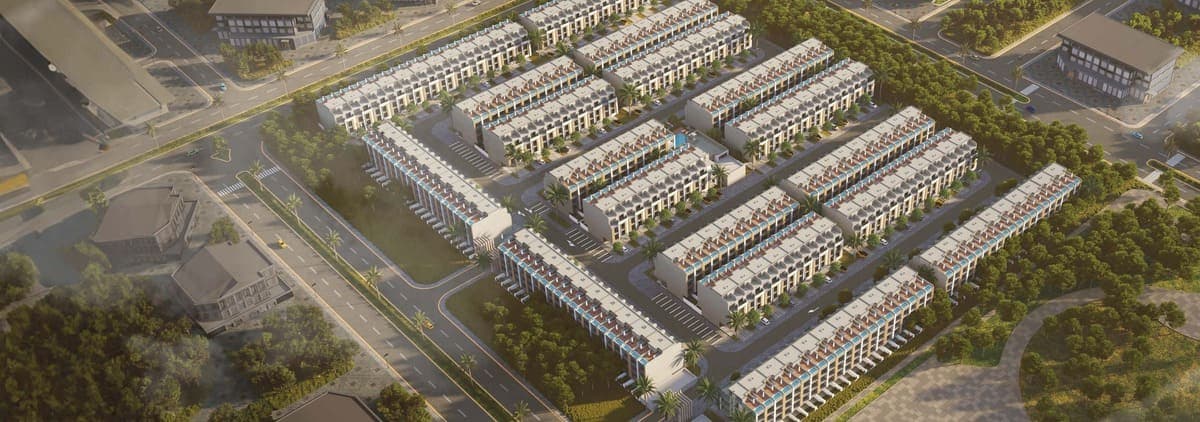 Reportage Village Khalifa City by Reportage, Khalifa City. Render supplied by developer.