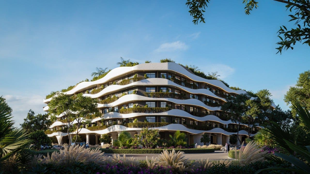 Oasis Residences by Al Helal Al Zahaby Real Estate Development (HZ Development), Dubai South. Render supplied by developer.