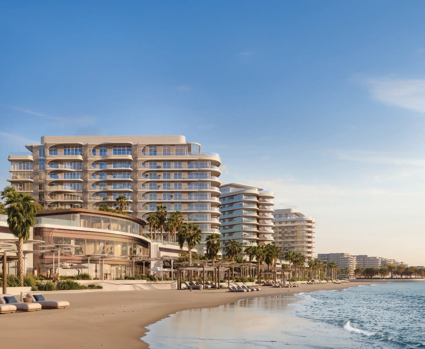 Fahid Beach Terraces by Aldar, Fahid Island. Render supplied by developer.