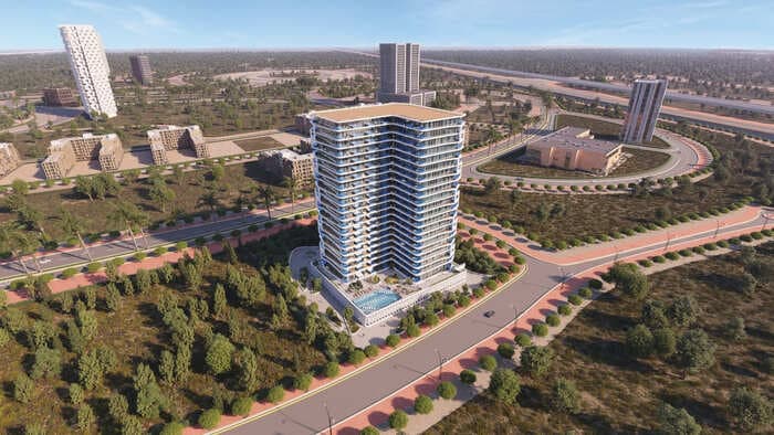 Samana Ibiza by Samana, Dubailand Residence Complex. Render supplied by developer.