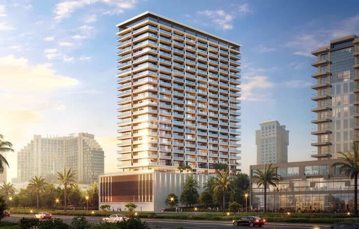 Binghatti Ivory by Binghatti, Al Jaddaf. Render supplied by developer.