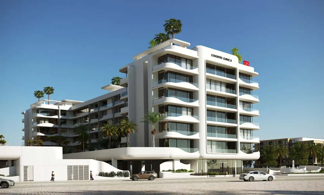Coventry Curve 2 by GFS Developments, Dubai Industrial City. Render supplied by developer.