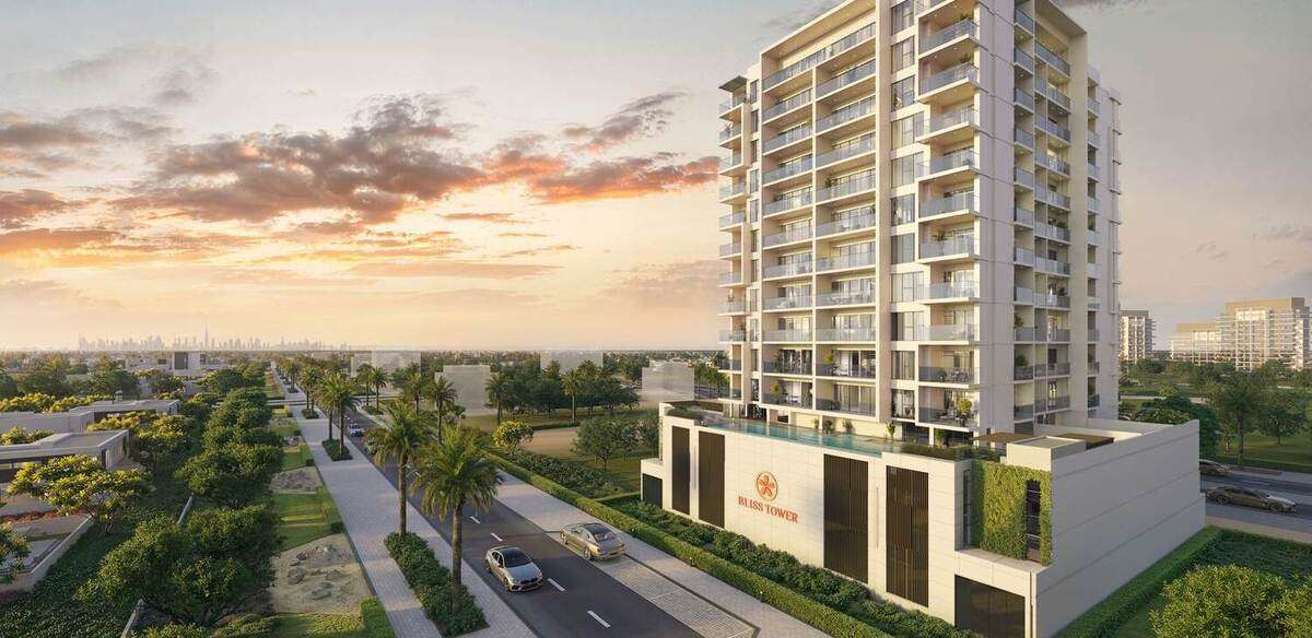 Bliss Tower by Grid Properties, Dubailand Residence Complex. Render supplied by developer.