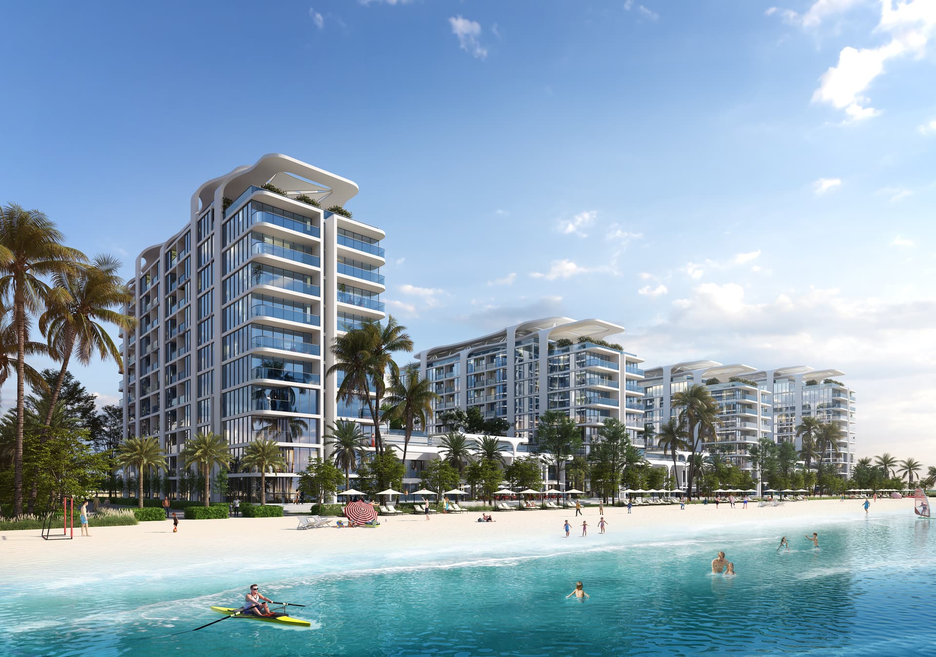 Pristine Beach Residences by Sobha, Siniya Island. Render supplied by developer.