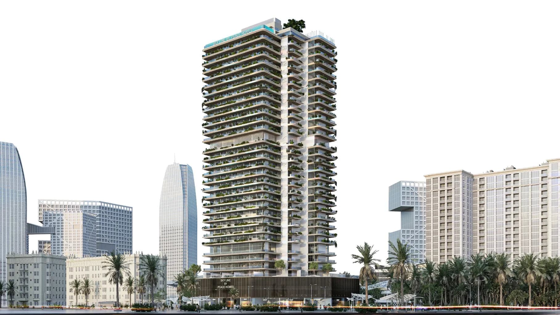 Sky Line by Peace Homes by Peace Homes Group, Wadi al safa 5. Render supplied by developer.