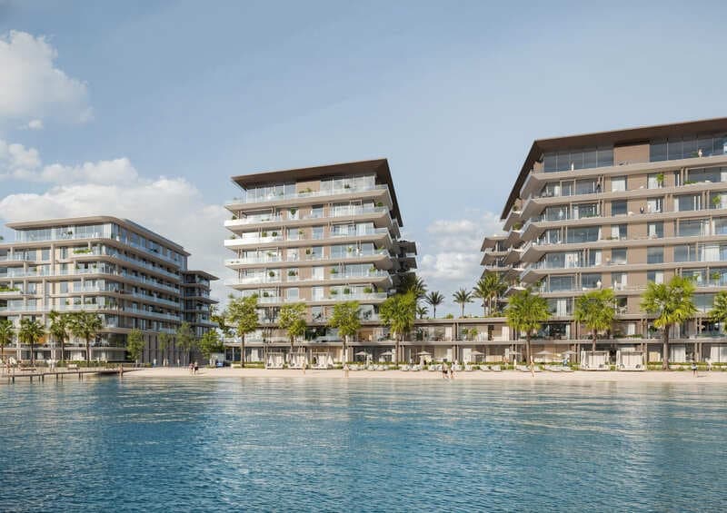 The Blue Beach Residence by Ajmal Makan, Al Hamriya. Render supplied by developer.