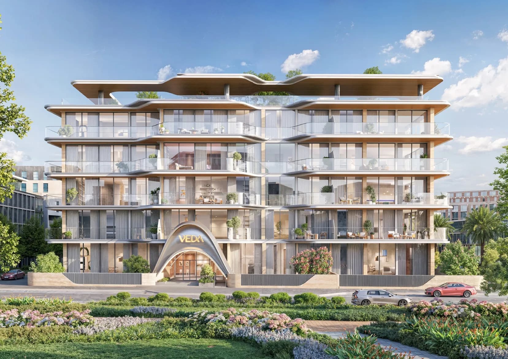 Veda by AUM Development by AUM Development, Al Barsha South 4. Render supplied by developer.