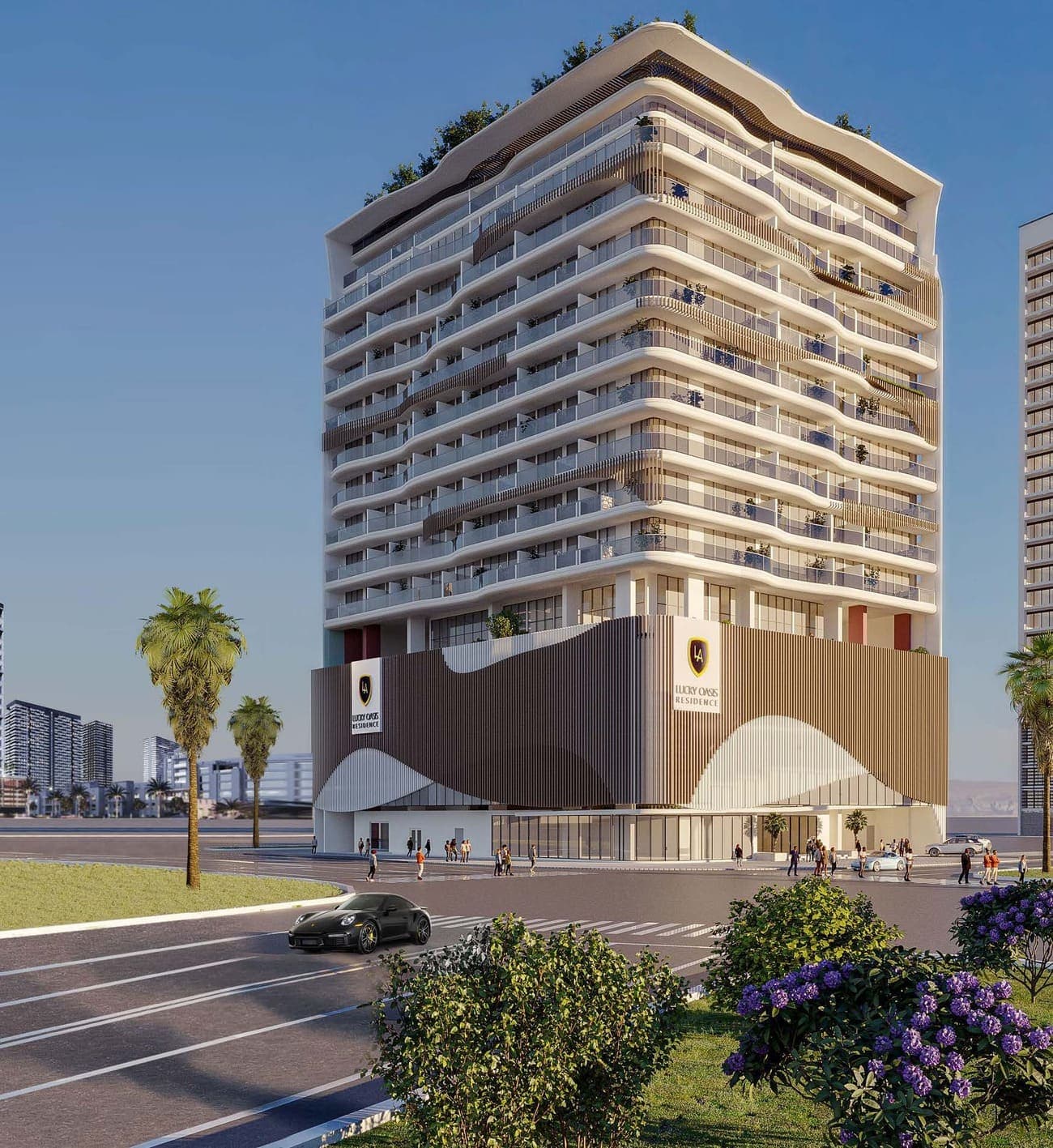 Lucky Oasis Residence by Lucky Aeon, JVC (Jumeirah Village Circle). Render supplied by developer.