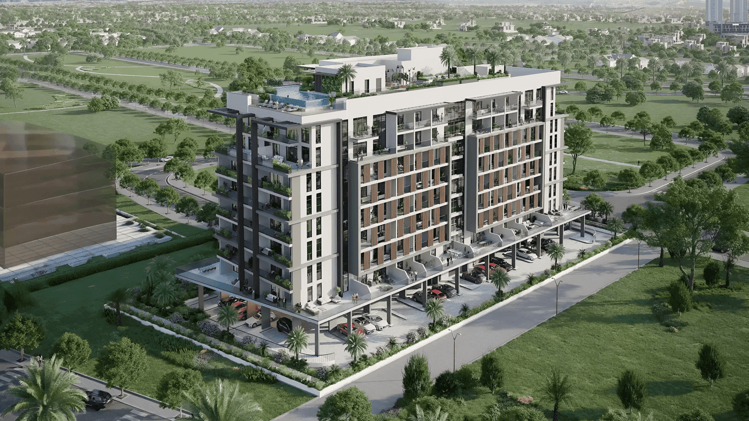 Ghaff Land Residence by Arabian Gulf Properties, Dubai Studio City. Render supplied by developer.