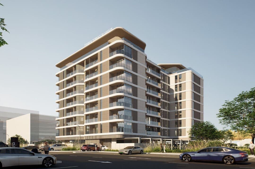 Timber Terrace by Vakson First Property Development, Dubai South. Render supplied by developer.