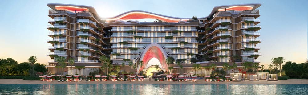 The Unexpected Al Marjan Island Hotel and Residence by ALMAL, Al Marjan Island. Render supplied by developer.