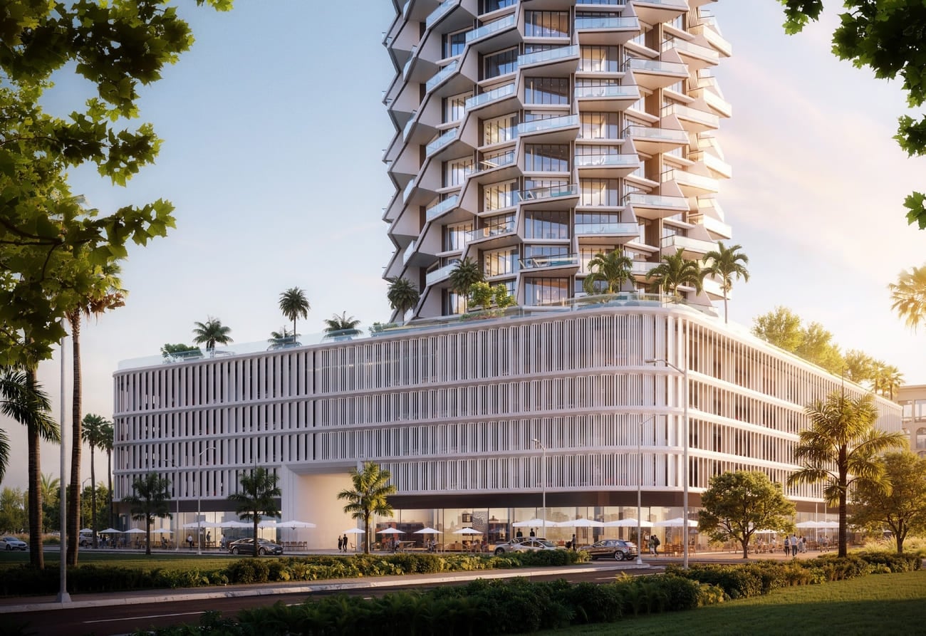 Binghatti Grove by Binghatti, JVC (Jumeirah Village Circle). Render supplied by developer.