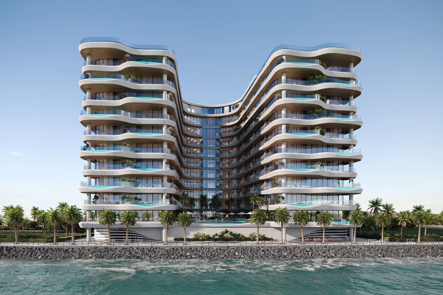 Gianfranco Ferre Residences by Mira Developments, Al Marjan Island. Render supplied by developer.