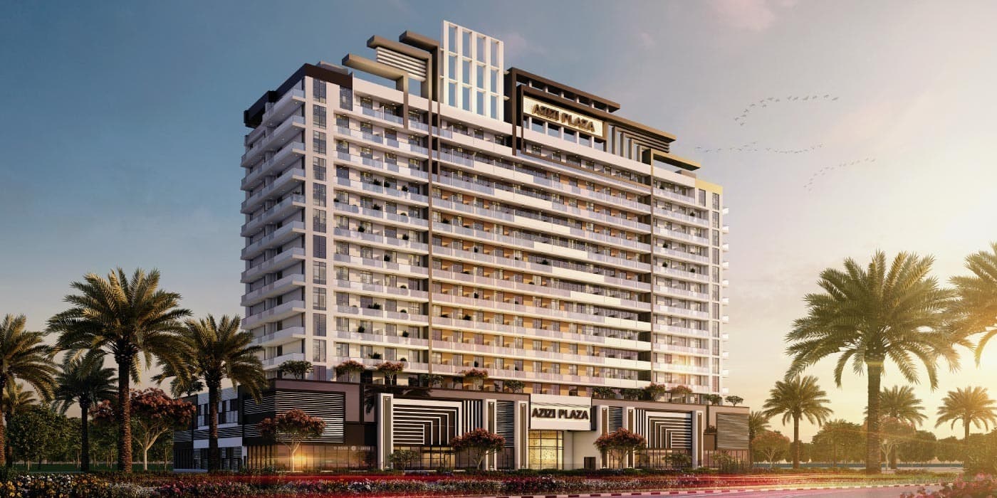 Azizi Plaza by Azizi, Jebel Ali Village. Render supplied by developer.
