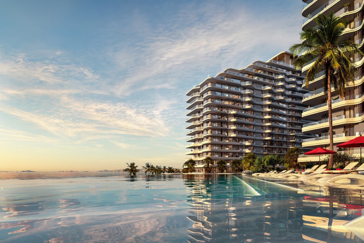 Rosso Bay Residences by Aldar, Al Marjan Island. Render supplied by developer.