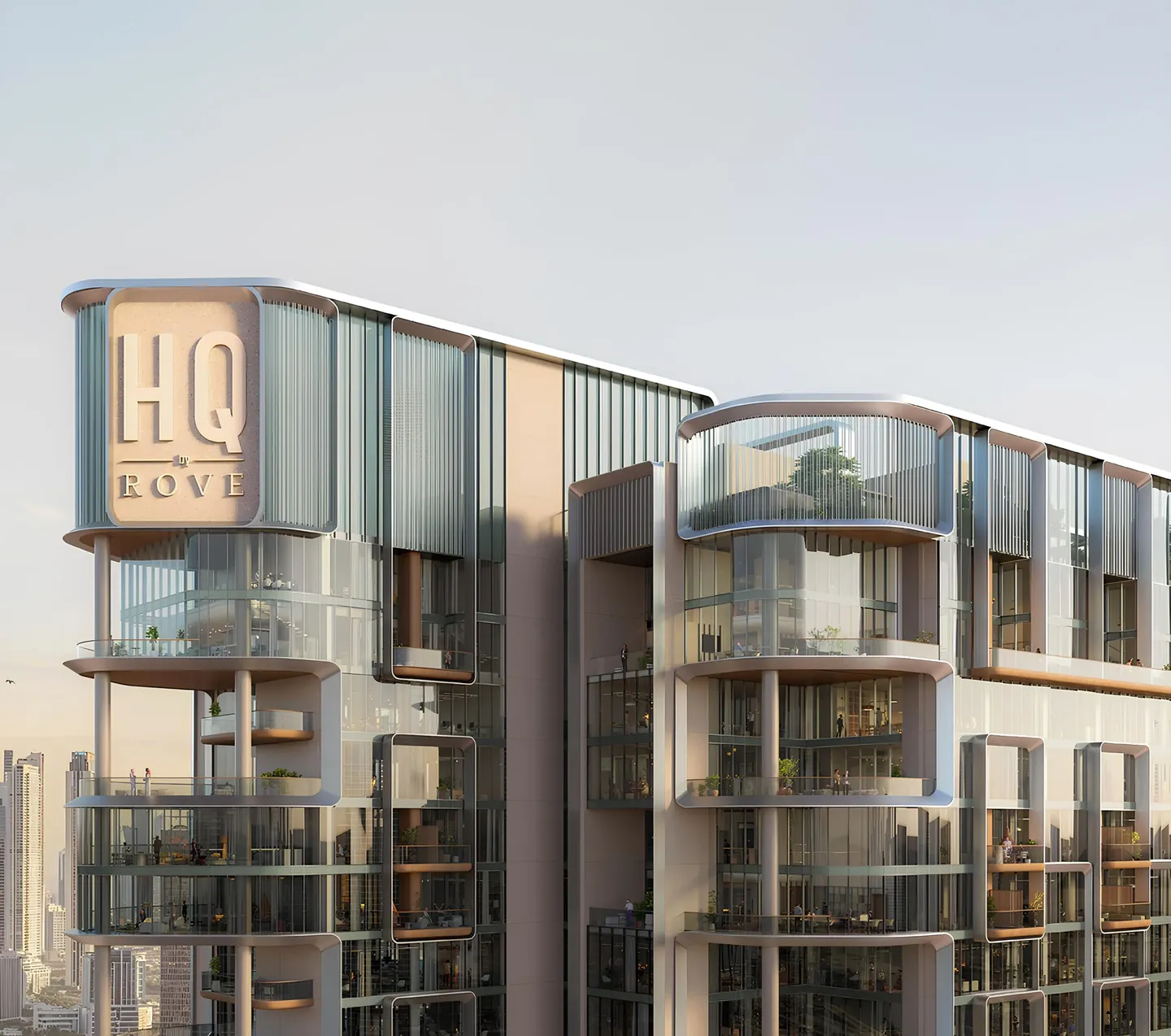 HQ by Rove by IRTH Group, Business Bay. Render supplied by developer.
