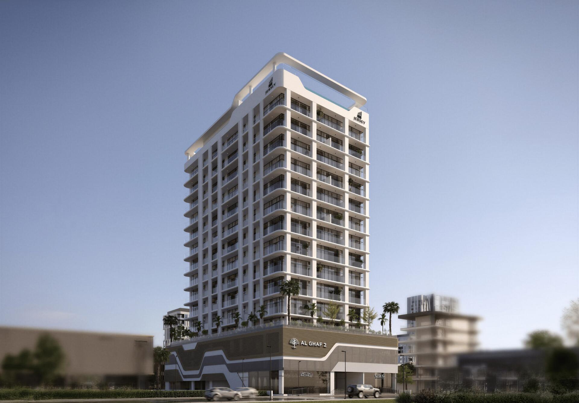 Al Ghaf 2 by Jersey Real Estate Brokers LLC, Jebel Ali First. Render supplied by developer.