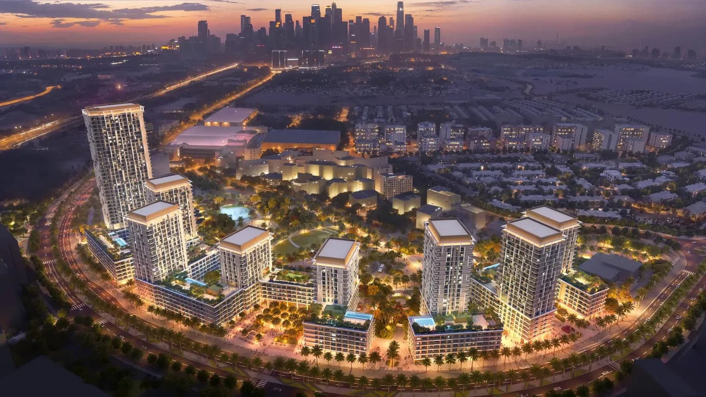 Boulevard Park - Towers A&B by Wasl, Jabal Ali First. Render supplied by developer.