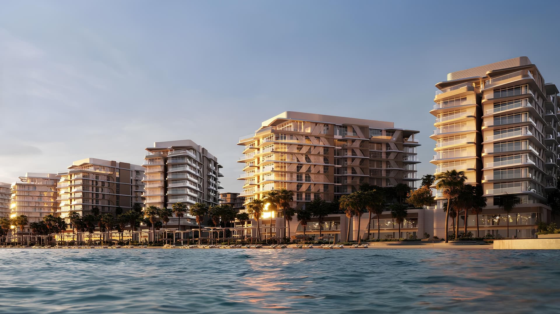 Fahid Beach Residences by Aldar, Fahid Island. Render supplied by developer.