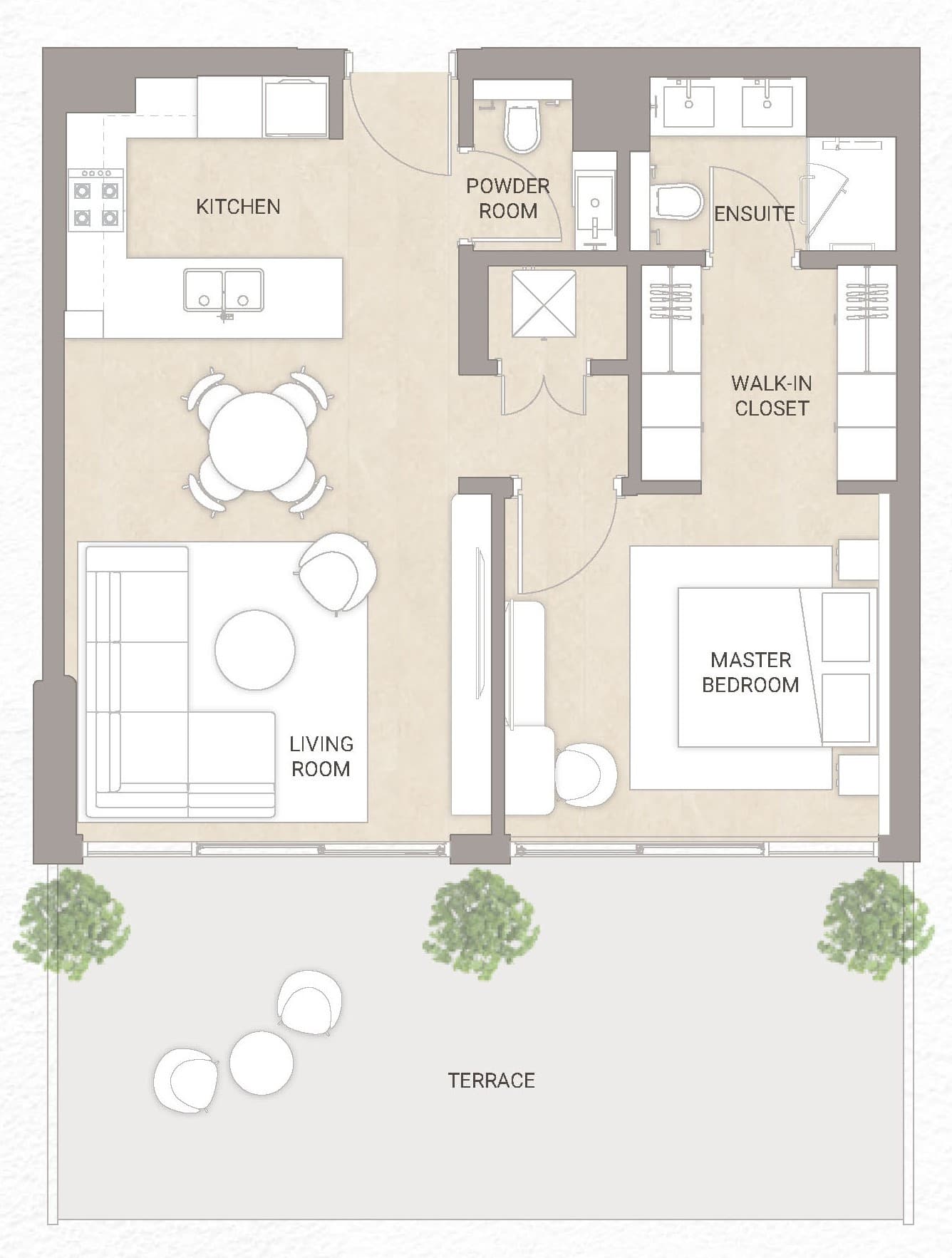 Soma Residences 1 BR Apartments floor plan, 883 sqft, drawing published by Origami Developer