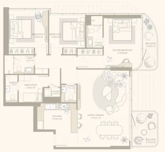 Isla Private Residences 3 BR Apartments floor plan, 1,528 sqft, drawing published by Chaimaa Holding