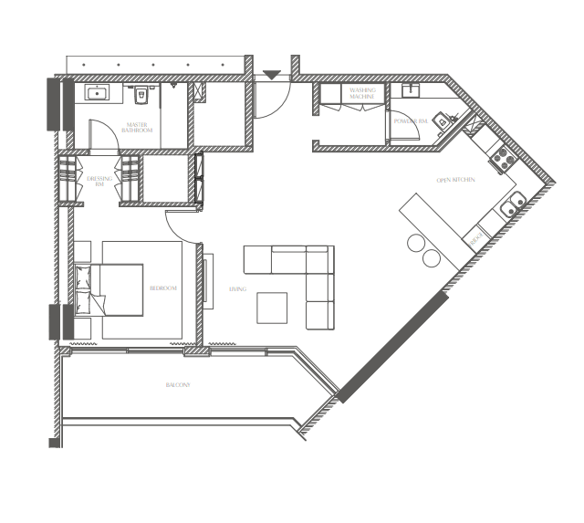 Creekside Residence 1 BR Apartments floor plan, 508 sqft to 1,550 sqft, drawing published by Al Zorah Development Company