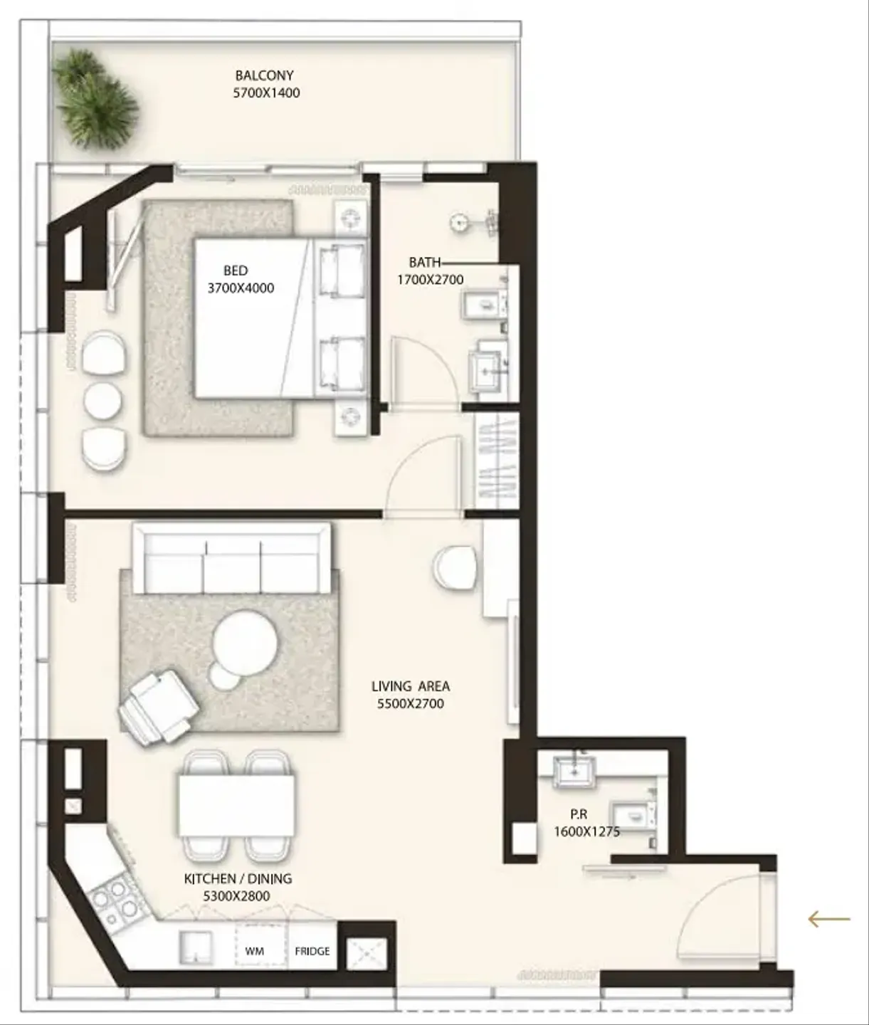 Condor Golf Links 18 1 BR Apartments floor plan, 804 sqft, drawing published by Condor