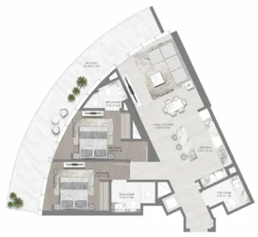Altitude de Grisogono 2 BR Apartments floor plan, 1,336 sqft to 4,242 sqft, drawing published by Damac
